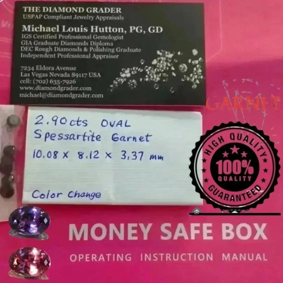 2.90 CT oval spessartite GARNET HIGHEST QUALITY COLOR CHANGE LOOSE UNTREATED - Picture 1 of 10